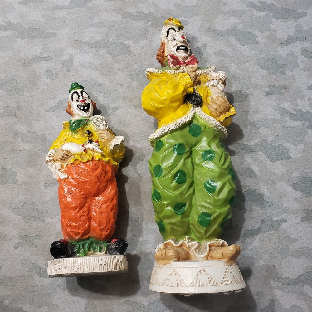Universal Statuary Corp Clown Figurines 1966 Vintage Decor Set 384 350